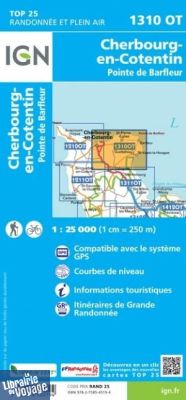 I.G.N. Carte au 1-25.000ème - TOP 25 - 1310OT - Cherbourg-en-Cotentin -  Pointe de Barfleur