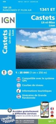 I.G.N. Carte au 1-25.000ème - TOP 25 - 1341ET - Castets- Lit-et-Mixe - Léon