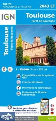 I.G.N - Carte au 1-25.000ème - TOP 25 - 2043ET - Toulouse - Forêt de Bouconne