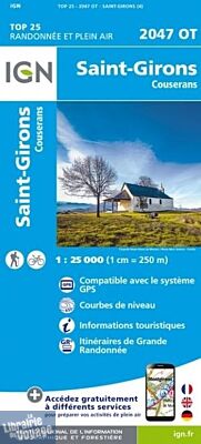 I.G.N. Carte au 1-25.000ème - TOP 25 - 2047OT - Saint-Girons - Couserans