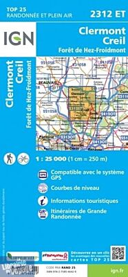 I.G.N - Carte au 1-25.000ème - TOP 25 - 2312ET - Clermont Creil - Forêt de Hez-Froidmont