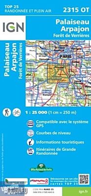 I.G.N - Carte au 1-25.000ème - TOP 25 - 2315OT - Palaiseau - Arpajon - Forêt de Verrières
