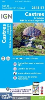 I.G.N - Carte au 1-25.000ème - TOP 25 - 2343ET - Castres - le Sidobre - P.NR du Haut-Languedoc