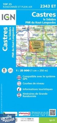 I.G.N - Carte au 1-25.000ème - TOP 25 - 2343ET - Castres - le Sidobre - P.NR du Haut-Languedoc