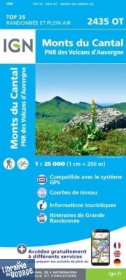 I.G.N. Carte au 1-25.000ème - TOP 25 - 2435OT - Monts du Cantal - PNR des Volcans D'auvergne