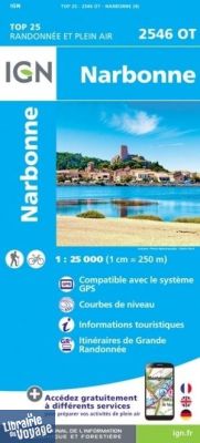 I.G.N - Carte au 1-25.000ème - TOP 25 - 2546OT - Narbonne