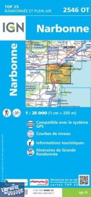 I.G.N - Carte au 1-25.000ème - TOP 25 - 2546OT - Narbonne