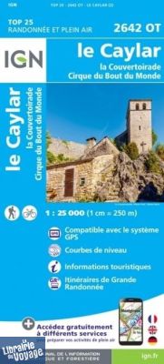 I.G.N -Carte au 1-25.000ème - TOP 25 - 2642OT - le Caylar - la Couvertoirade - Cirque du bout du Monde