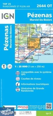 I.G.N - Carte au 1-25.000ème - TOP 25 - 2644OT - Pézenas - Murviel-Les-Béziers
