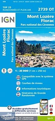 I.G.N. Carte au 1-25.000ème - TOP 25 - 2739OT - Mont Lozère - Florac- Parc National des Cévennes