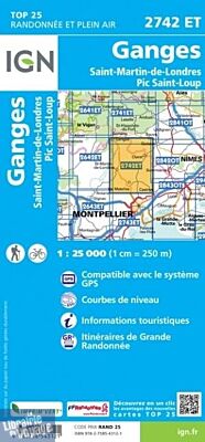 I.G.N - Carte au 1-25.000ème - TOP 25 - 2742ET - Ganges - Saint-Martin-De-Londres - Pic Saint-Loup