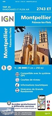 I.G.N. Carte au 1-25.000ème - TOP 25 - 2743ET - Montpellier - Palavas-Les-Flots