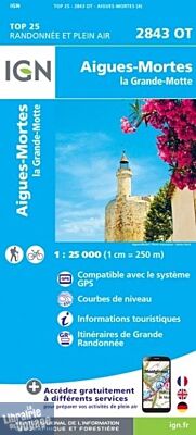 I.G.N. Carte au 1-25.000ème - TOP 25 - 2843OT - Aigues-Mortes- la Grande-Motte