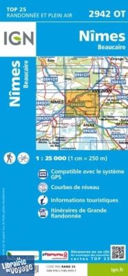 I.G.N. Carte au 1-25.000ème - TOP 25 - 2942OT - Nîmes - Beaucaire