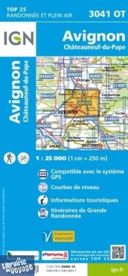 I.G.N. Carte au 1-25.000ème - TOP 25 - 3041OT - Avignon - Châteauneuf du Pape