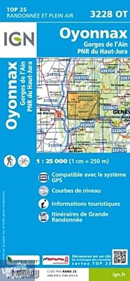 I.G.N. Carte au 1-25.000ème - TOP 25 - 3228OT - Oyonnax - Gorges de l'Ain - PNR du Haut-Jura