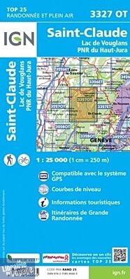 I.G.N - Carte au 1-25.000ème - TOP 25 - 3327OT - Saint-Claude - Lac de Vouglans - PNR du Haut Jura