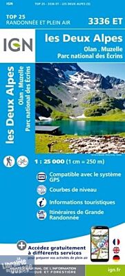 I.G.N. Carte au 1-25.000ème - TOP 25 - 3336ET - Les Deux Alpes - Olan Muzelle - Parc National des Ecrins