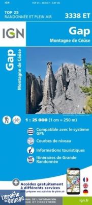 I.G.N - Carte au 1-25.000ème - TOP 25 - 3338ET - Gap - Montagne de Céüse