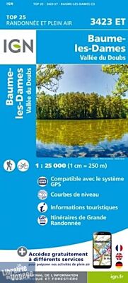 I.G.N - Carte au 1-25.000ème - TOP 25 - 3423ET - Beaume-les-Dames - Vallée du Doubs