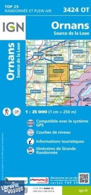 I.G.N - Carte au 1-25.000ème - TOP 25 - 3424OT - Ornans - Source de la Loue