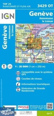 I.G.N - Carte au 1-25.000ème - TOP 25 - 3429OT - Genève - Annemasse - Le Léman