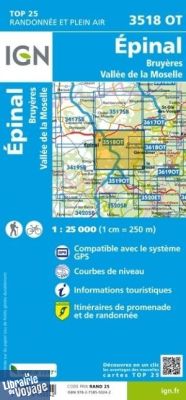 I.G.N - Carte au 1-25.000ème - TOP 25 - 3518OT - Epinal - Bruyères - Vallée de la Moselle