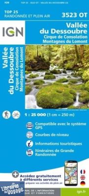 I.G.N - Carte au 1-25.000ème - TOP 25 - 3523OT - Vallée du Dessoubre - Cirque de Consolation - Montagnes du Lomont