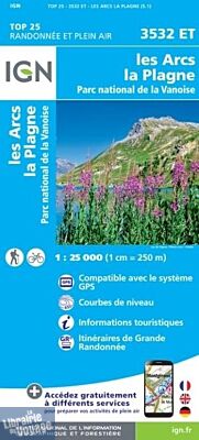 I.G.N. Carte au 1-25.000ème - TOP 25 - 3532ET - les Arcs - La Plagne - Parc National de la Vanoise