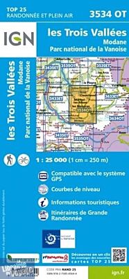 I.G.N. Carte au 1-25.000ème - TOP 25 - 3534OT - les Trois Vallées - Modane - Parc National de la Vanoise