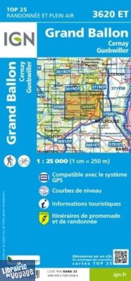 I.G.N - Carte au 1-25.000ème - TOP 25 - 3620ET - Grand Ballon - Cernay - Guebwiller