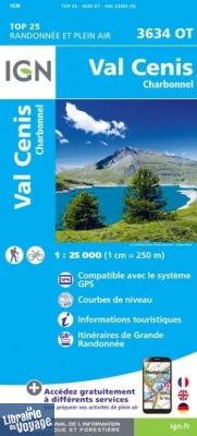 I.G.N - Carte au 1-25.000ème - TOP 25 - 3634OT - Val Cenis - Charbonnel