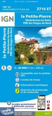 I.G.N - Carte au 1-25.000ème - TOP 25 - 3714ET - la Petite-Pierre - Niederbronn - Les-Bains - PNR des Vosges du Nord