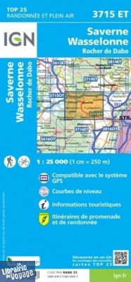 I.G.N - Carte au 1-25.000ème - TOP 25 - 3715ET - Saverne - Wasselonne - Rocher de Dabo