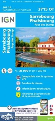 I.G.N - Carte au 1-25.000ème - TOP 25 - 3715OT - Sarrebourg - Phalsbourg - Pays des étangs