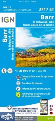 I.G.N - Carte au 1-25.000ème - TOP 25 - 3717ET - Barr - Le Hohwald - Villé - Haute Vallée de la Bruche