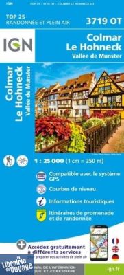 I.G.N - Carte au 1-25.000ème - TOP 25 - 3719OT - Colmar - Le Hohneck - Vallée de Munster