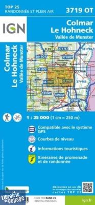 I.G.N - Carte au 1-25.000ème - TOP 25 - 3719OT - Colmar - Le Hohneck - Vallée de Munster