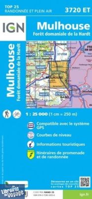 I.G.N - Carte au 1-25.000ème - TOP 25 - 3720ET - Mulhouse - Forêt domaniale de la Hardt