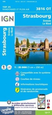 I.G.N - Carte au 1-25.000ème - TOP 25 - 3816OT - Strasbourg - Erstein le Ried 