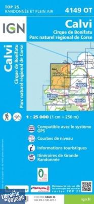 I.G.N - Carte au 1-25.000ème - TOP 25 - 4149OT - Calvi - Cirque de Bonifatu - PNR de Corse