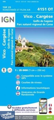 I.G.N - Carte au 1-25.000ème - TOP 25 - 4151OT - Vico - Cargèse - Golfe de Sagone - PNR de Corse