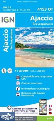I.G.N - Carte au 1-25.000ème - TOP 25 - 4153OT - Ajaccio - îles Sanguinaires