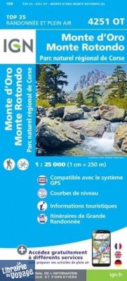 I.G.N - Carte au 1-25.000ème - TOP 25 - 4251OT - Monte D'oro Monte Rotondo - PNR de Corse