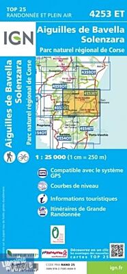 I.G.N Carte au 1-25.000ème - TOP 25 - 4253ET - Aiguilles de Bavella - Solenzara - PNR de Corse