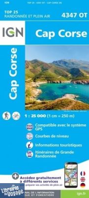 I.G.N - Carte au 1-25.000ème - TOP 25 - 4347OT - Cap Corse