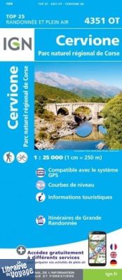 I.G.N - Carte au 1-25.000ème - TOP 25 - 4351OT - Cervione - PNR de Corse