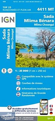 I.G.N. Carte au 1-25.000ème - TOP 25 - 4411MT - Sada Mlima Bénara- Mlima Choungui (Mayotte - Sud)