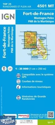 I.G.N - Carte au 1-25.000ème - TOP 25 - 4501 MT - Fort de France - Montagne Pelée - Parc Naturel Regional de Martinique