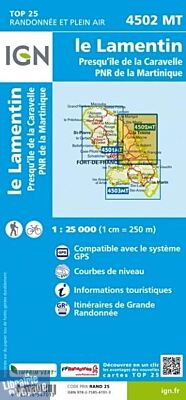 I.G.N - Carte au 1-25.000ème - TOP 25 - 4502MT - Le Lamentin - Presqu'ile de la Caravelle - Parc Naturel Regional de Martinique